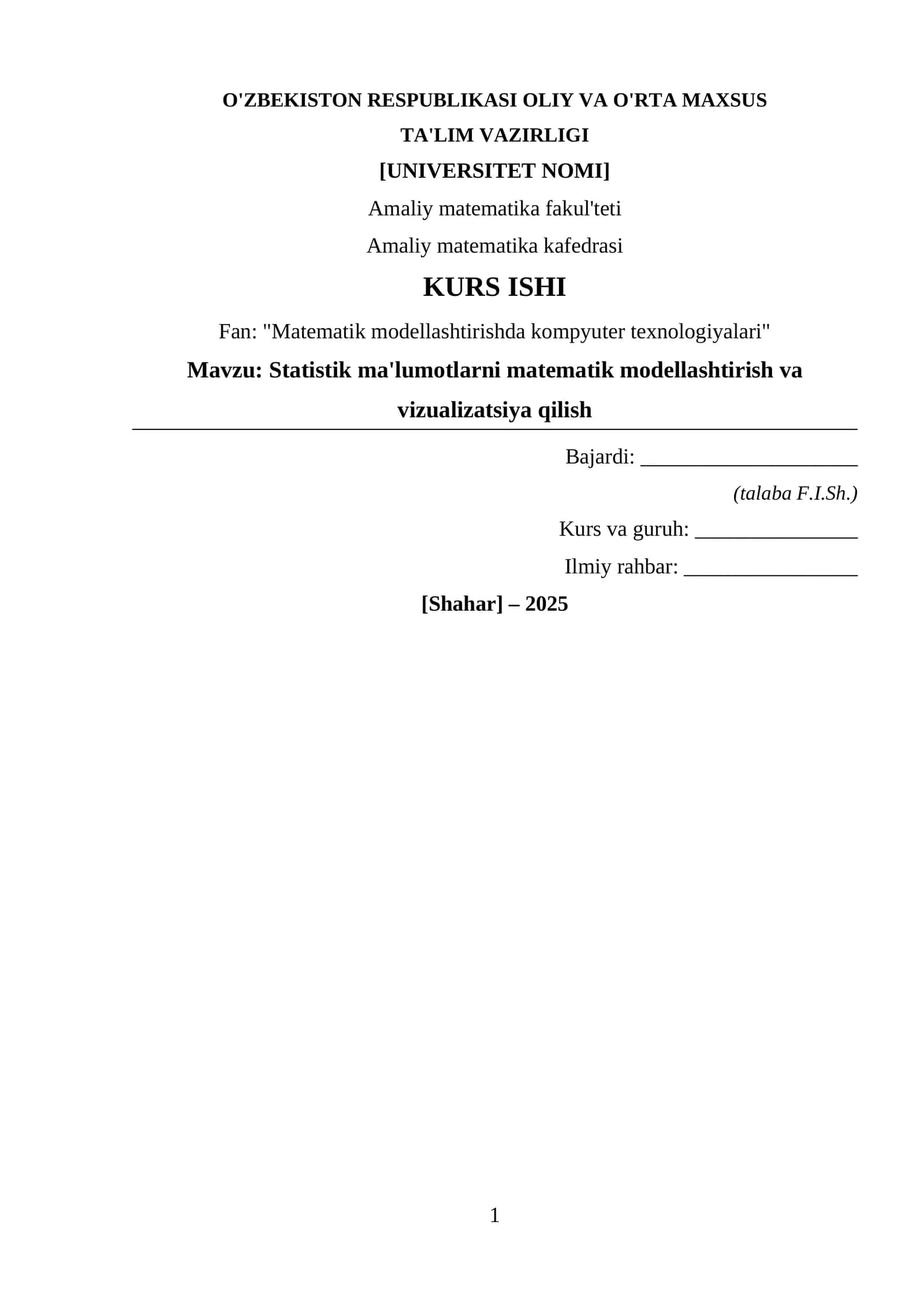 Statistik ma'lumotlarni matematik modellashtirish va vizualizatsiya qilish