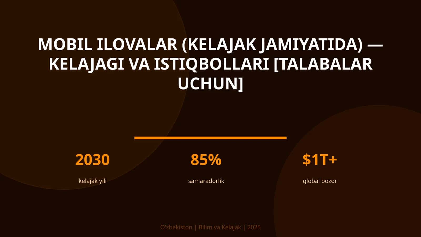 MOBIL ILOVALAR (KELAJAK JAMIYATIDA) — KELAJAGI VA ISTIQBOLLARI [TALABALAR UCHUN]