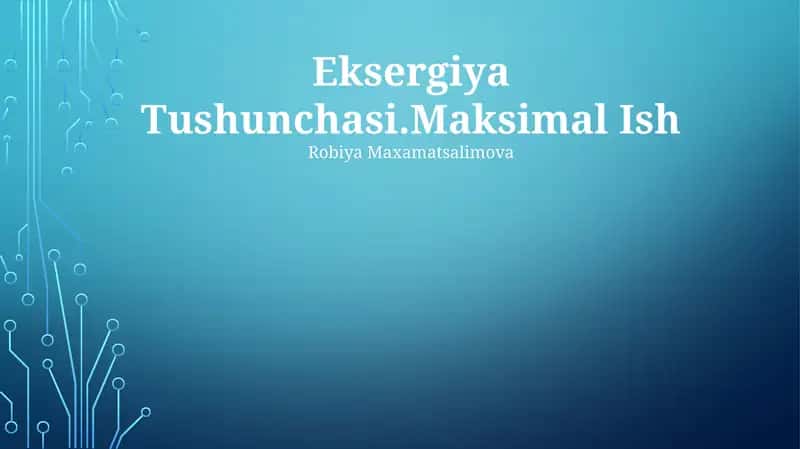 Eksergiya Tushunchasi