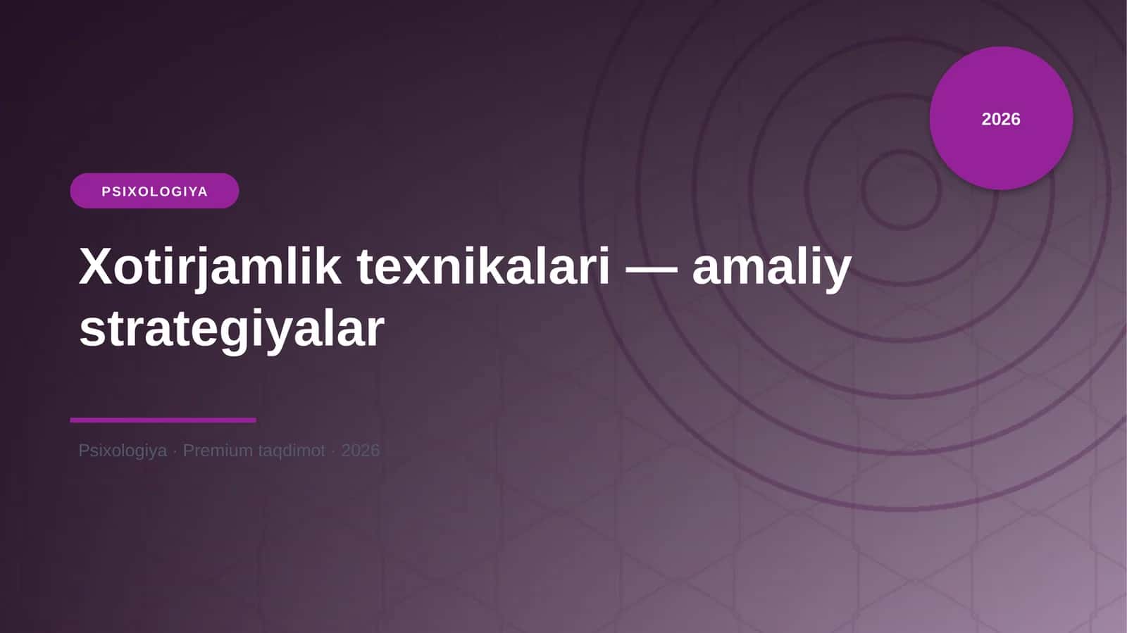 Xotirjamlik texnikalari - amaliy strategiyalar