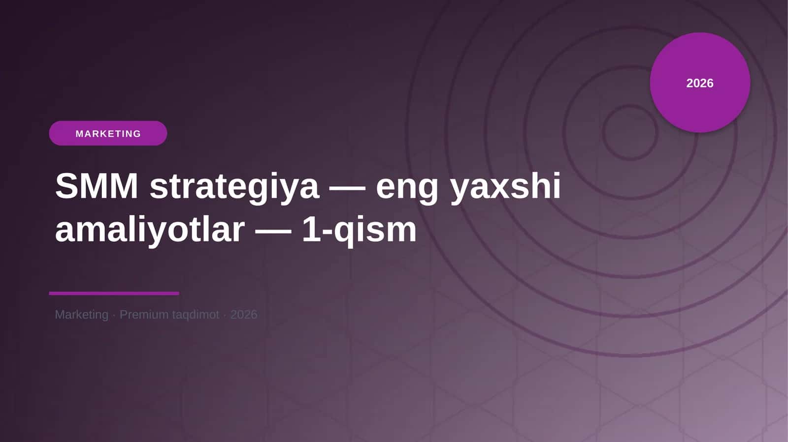 SMM strategiya — eng yaxshi amaliyotlar — 1-qism