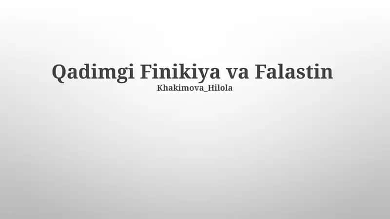 Qadimgi Finikiya va Falastin