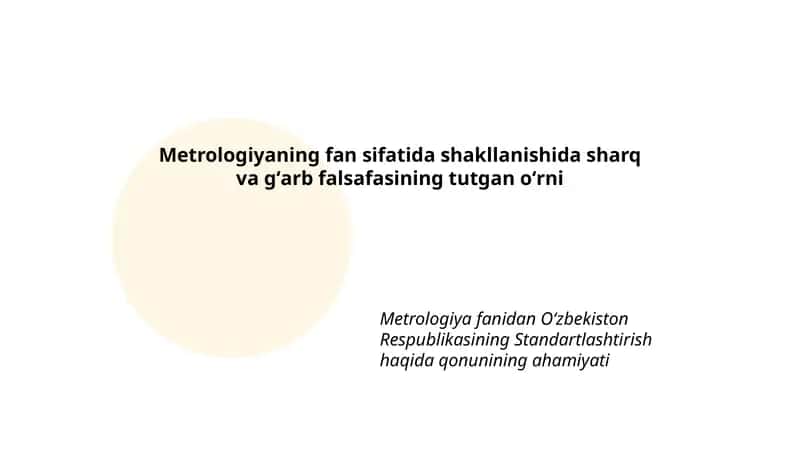 Metrologiya fanidan Oʻzbekiston Respublikasining Standartlashtirish haqida qonunining ahamiyati