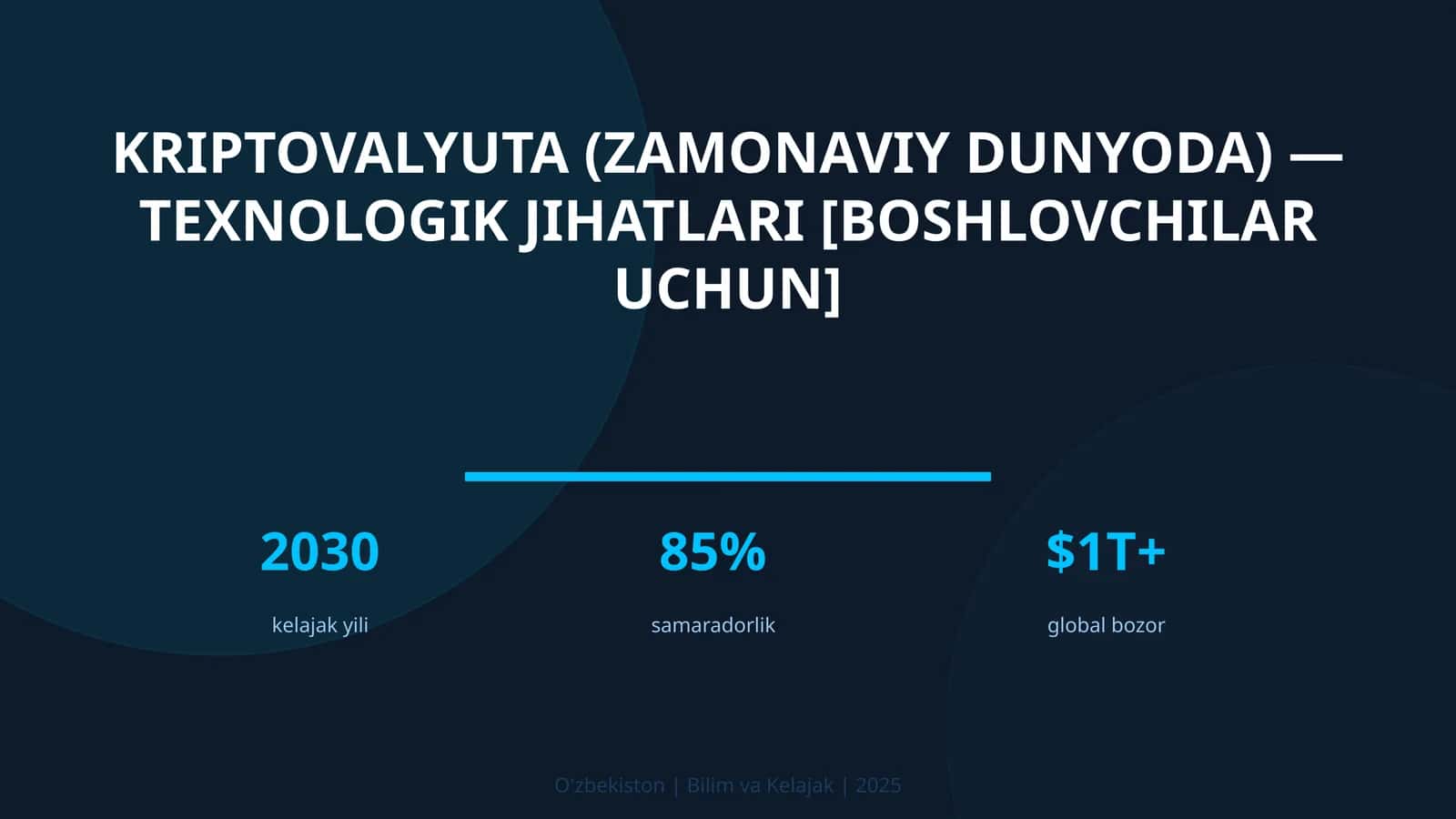 Kriptovalyuta (zamonaviy dunyoda) — texnologik jihatlari [boshlovchilar uchun]