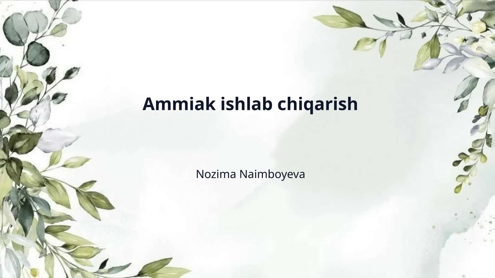 Ammiak ishlab chiqarish