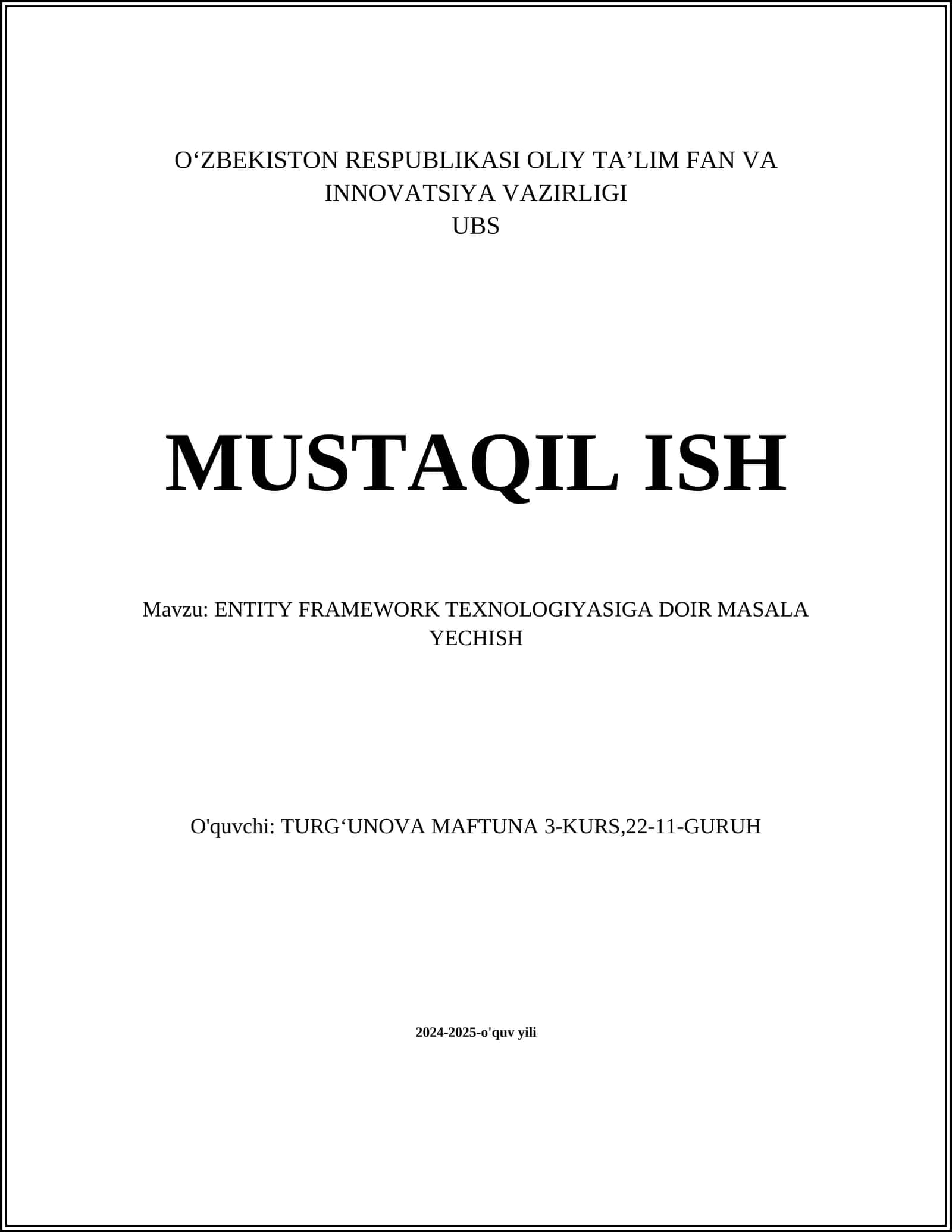 Entity Framework asoslari