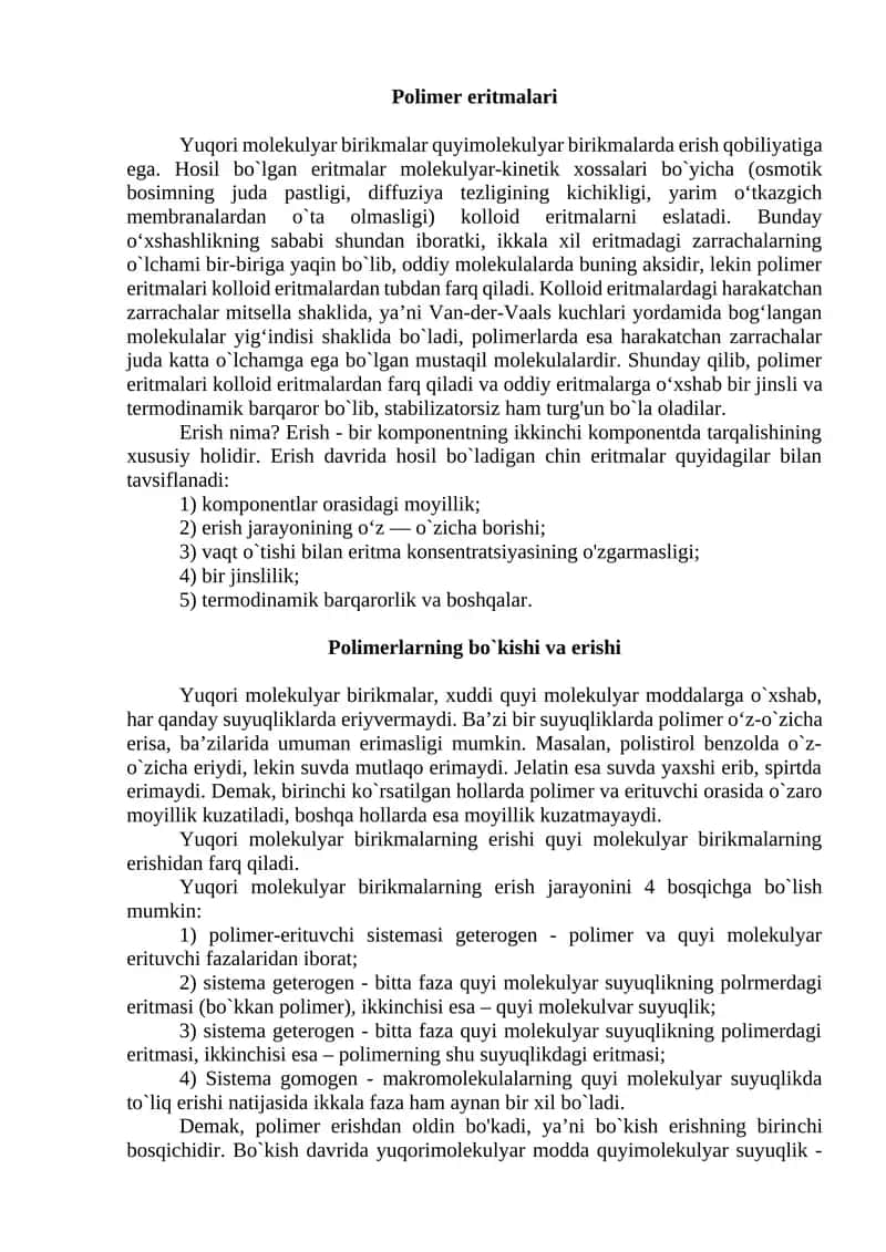 Polimer eritmalari