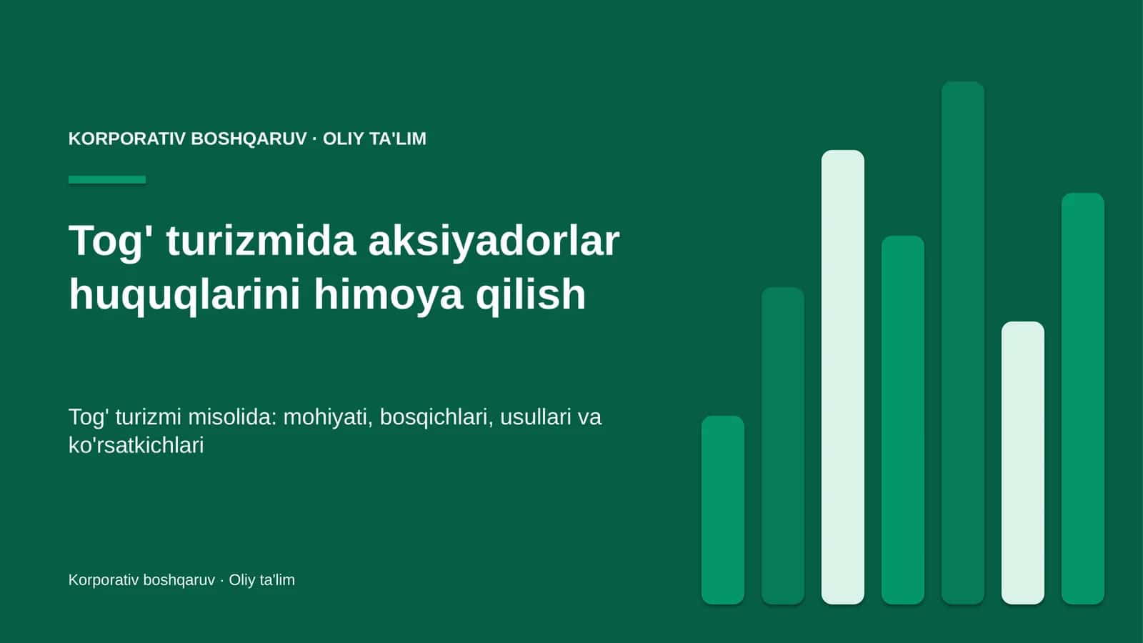 Tog' turizmida aksiyadorlar huquqlarini himoya qilish