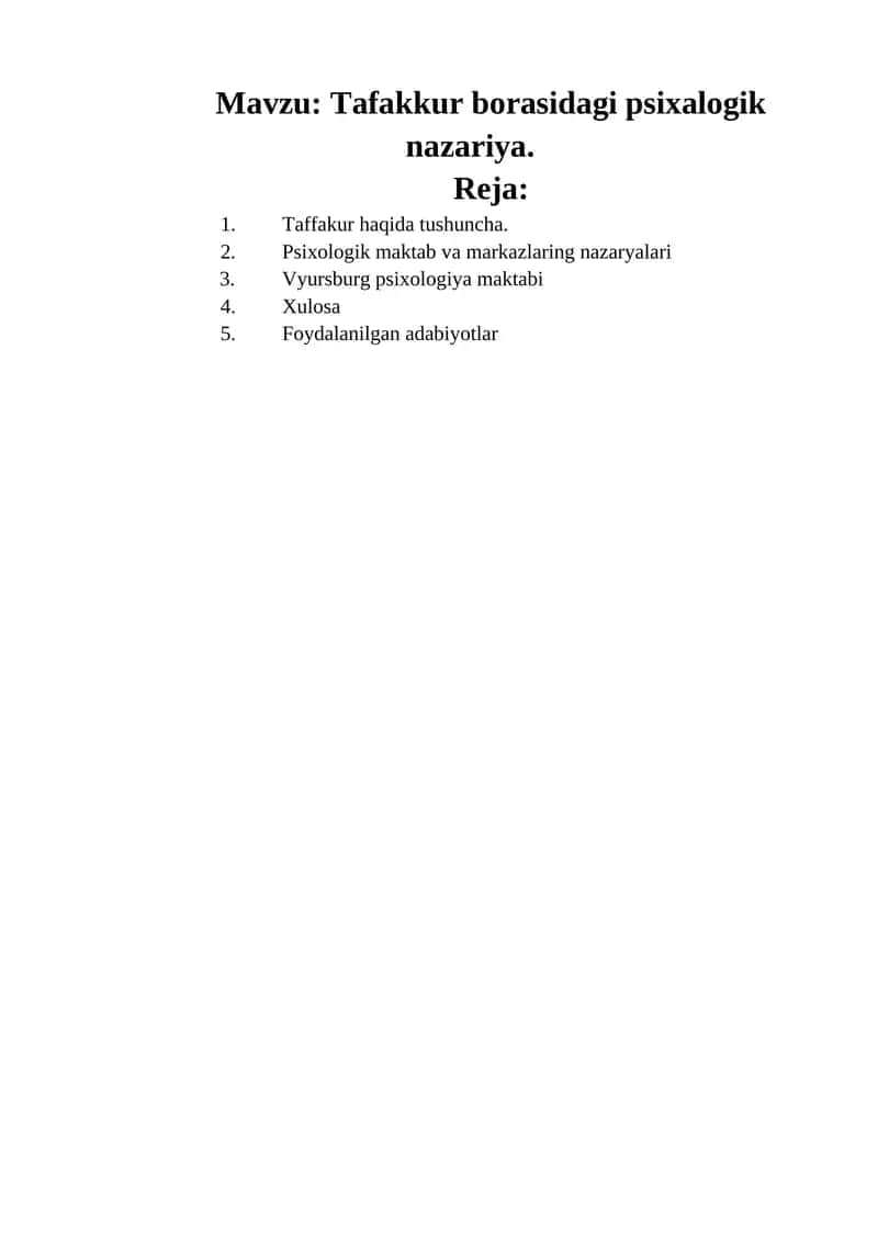 Tafakkur borasidagi psixalogik nazariya