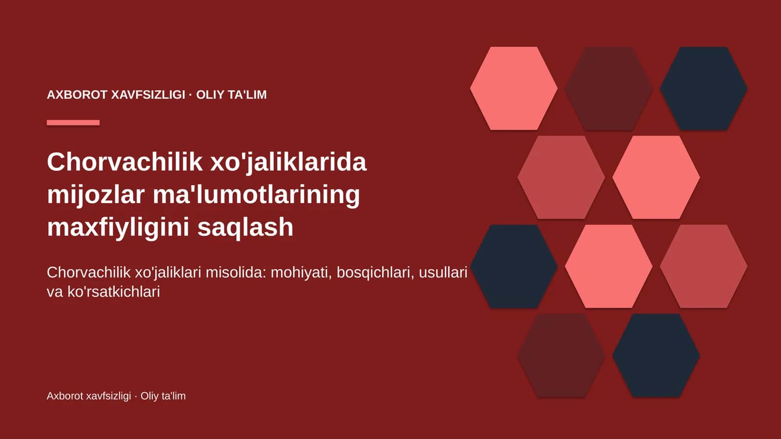 Axborot xavfsizligi · Oliy ta'lim