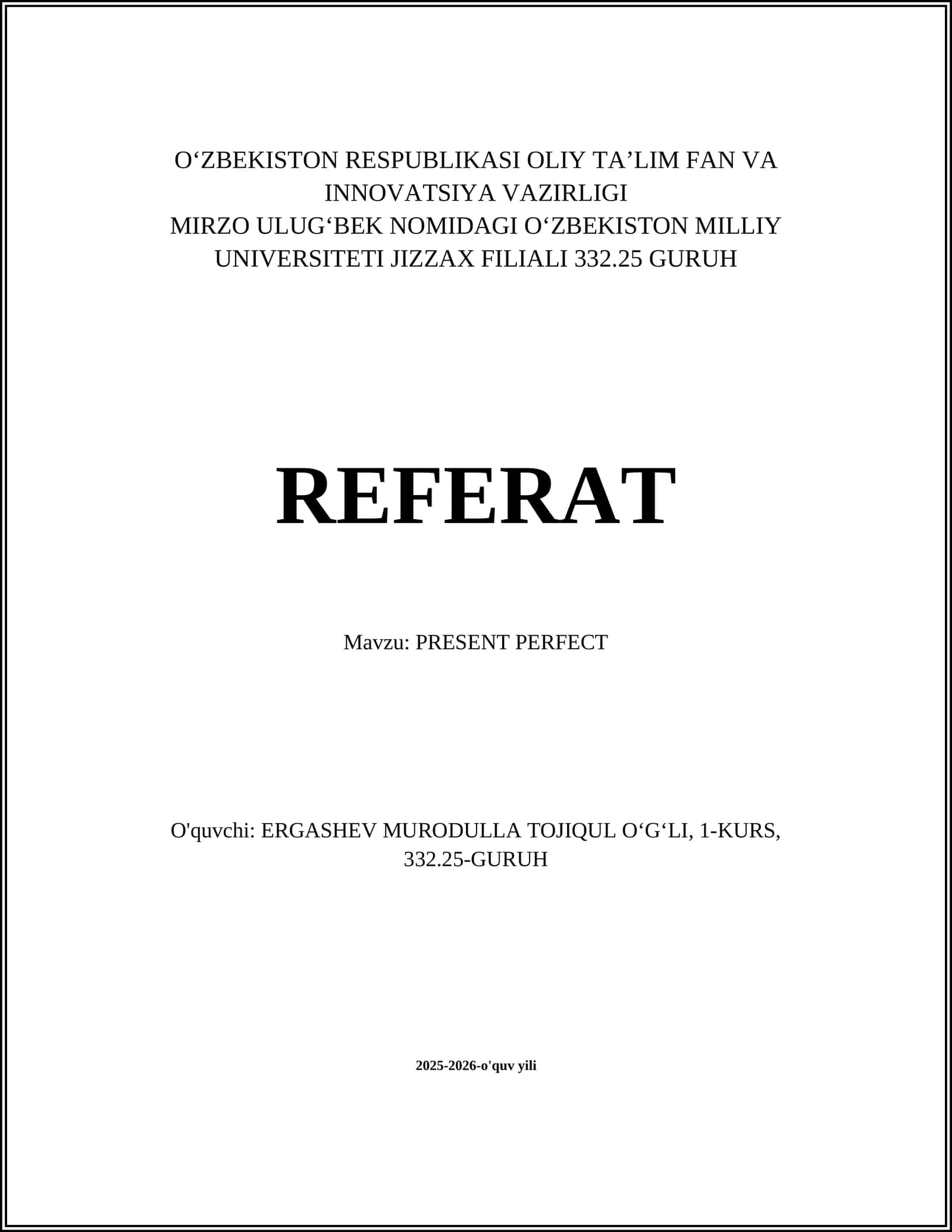 PRESENT PERFECT