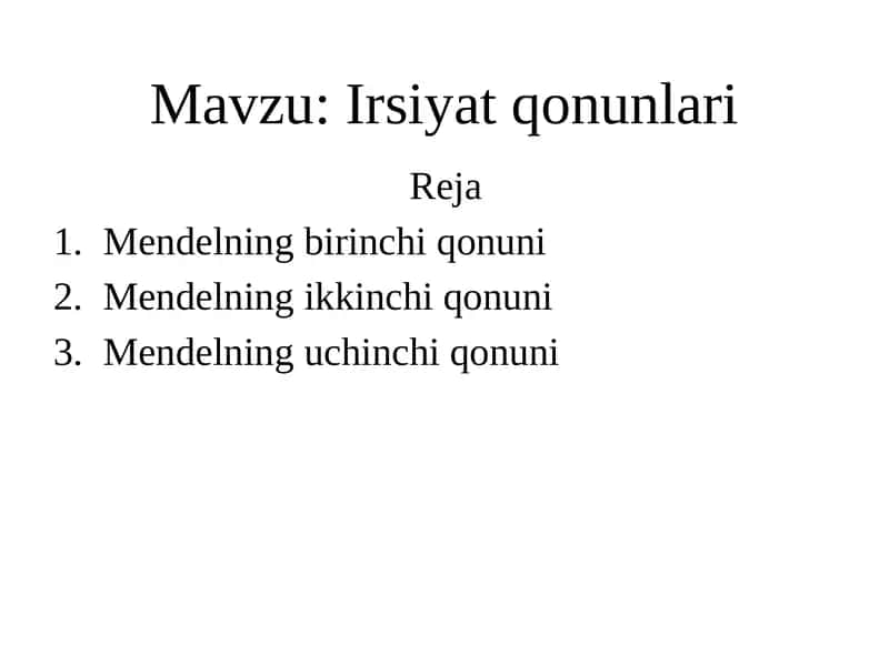 Irsiyat qonunlari 1