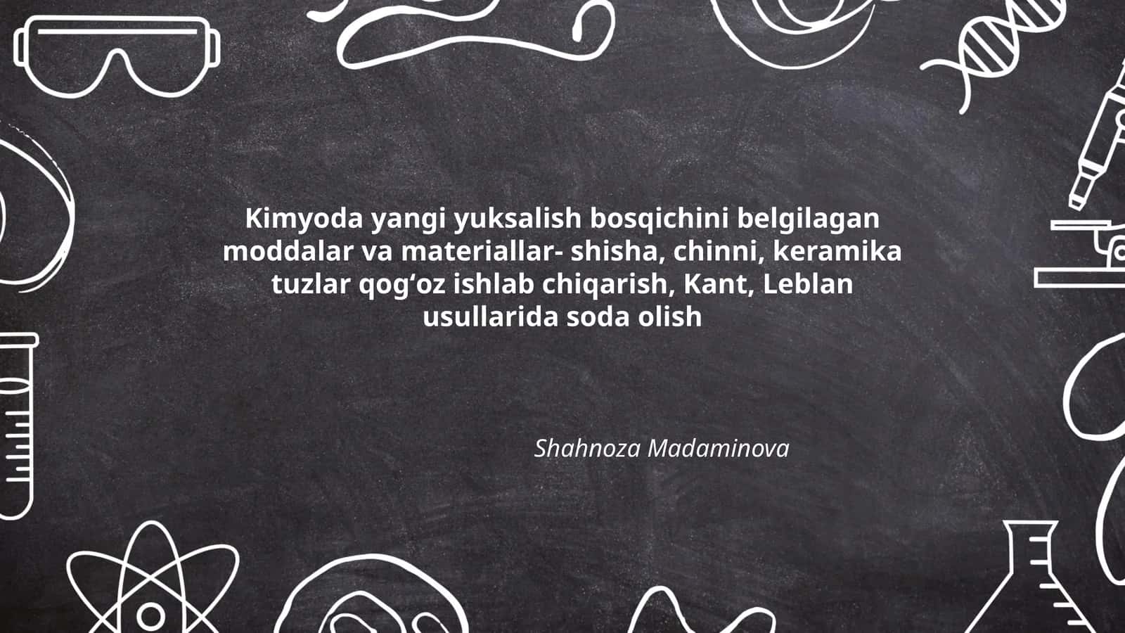 Kimyoda yangi yuksalish bosqichini belgilagan moddalar va materiallar