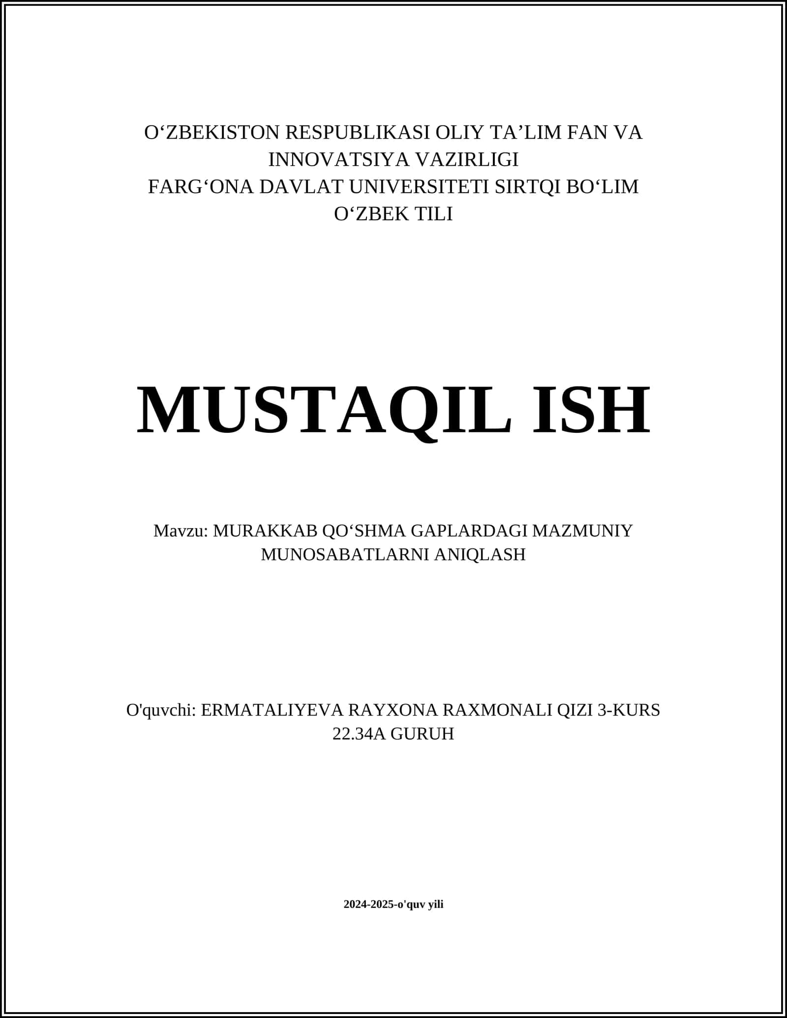 Murakkab Qo'shma Gaplardagi Mazmuniy Munosabatlarni Aniqlash
