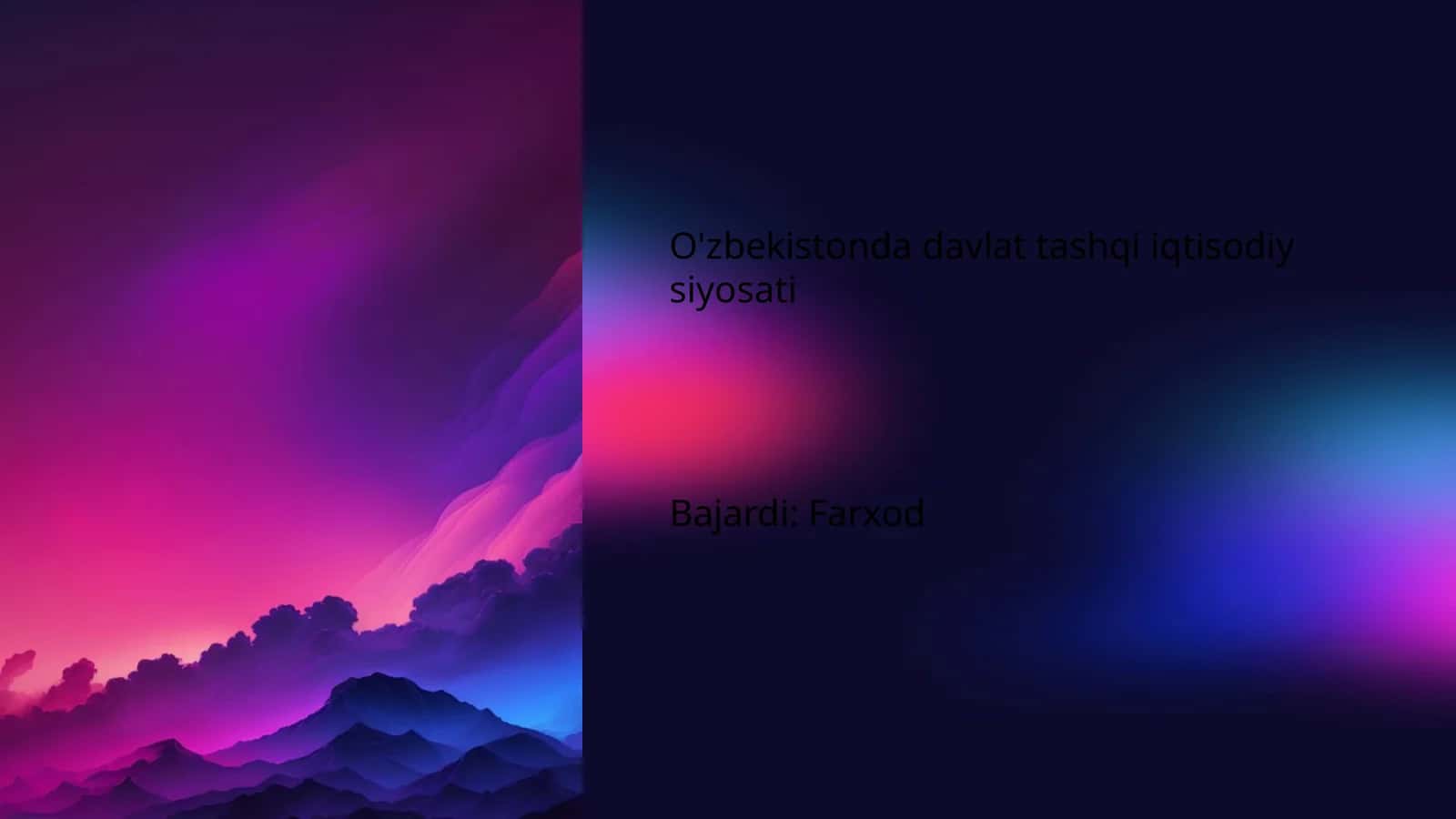 O'zbekistonda davlat tashqi iqtisodiy siyosati