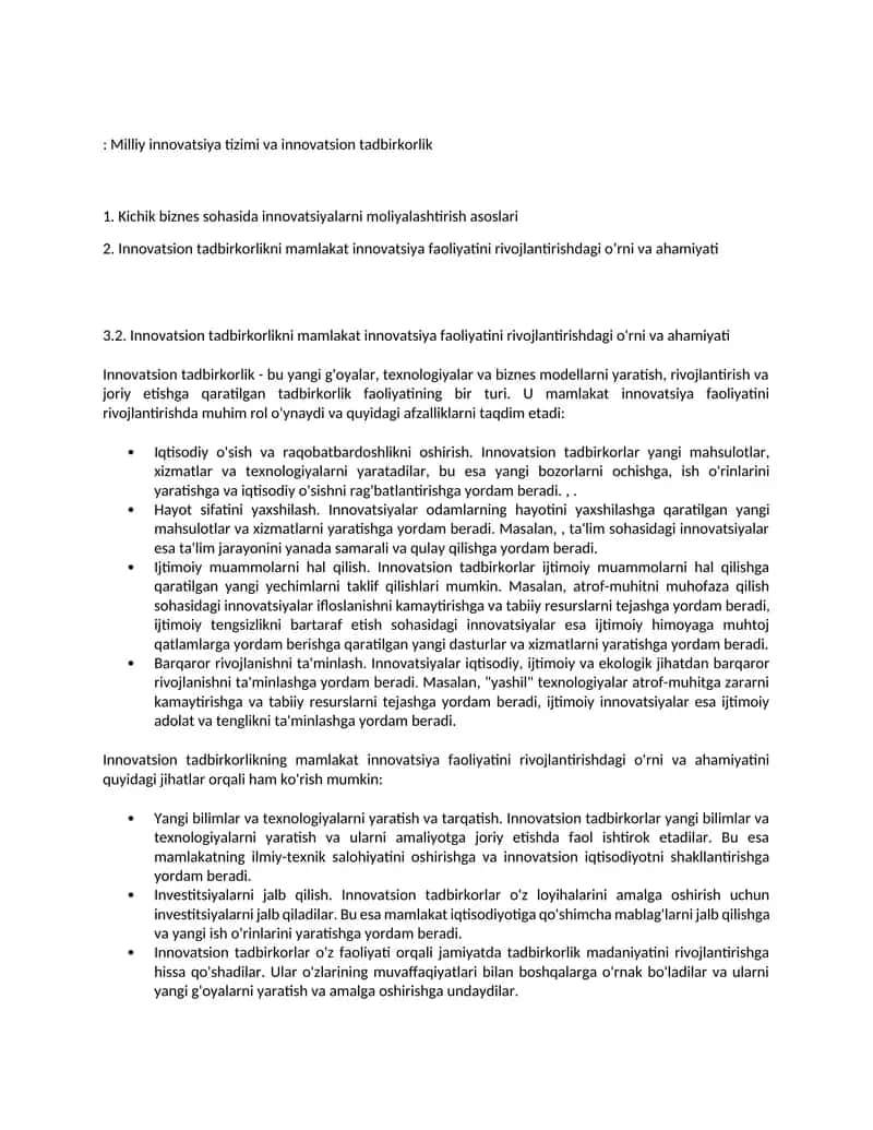 Innovatsiya tadbirkorlik