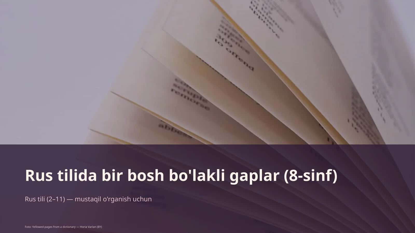 Rus tilida bir bosh bo'lakli gaplar (8-sinf)