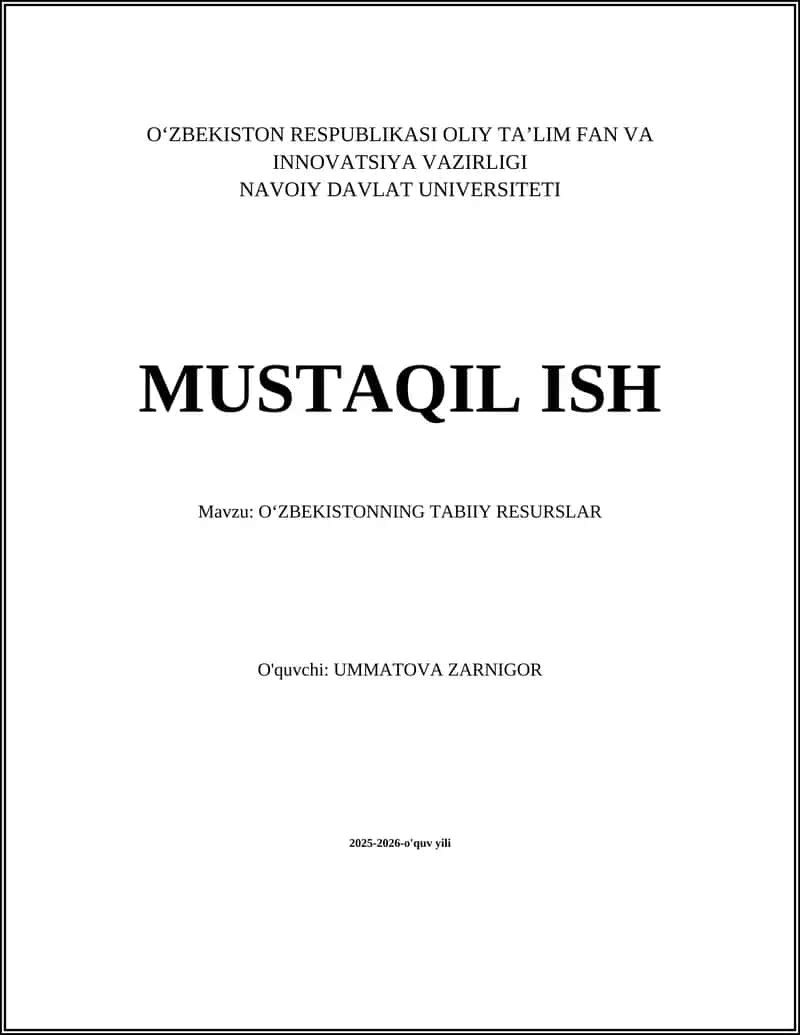 Oʻzbekistonning tabiiy resurslari