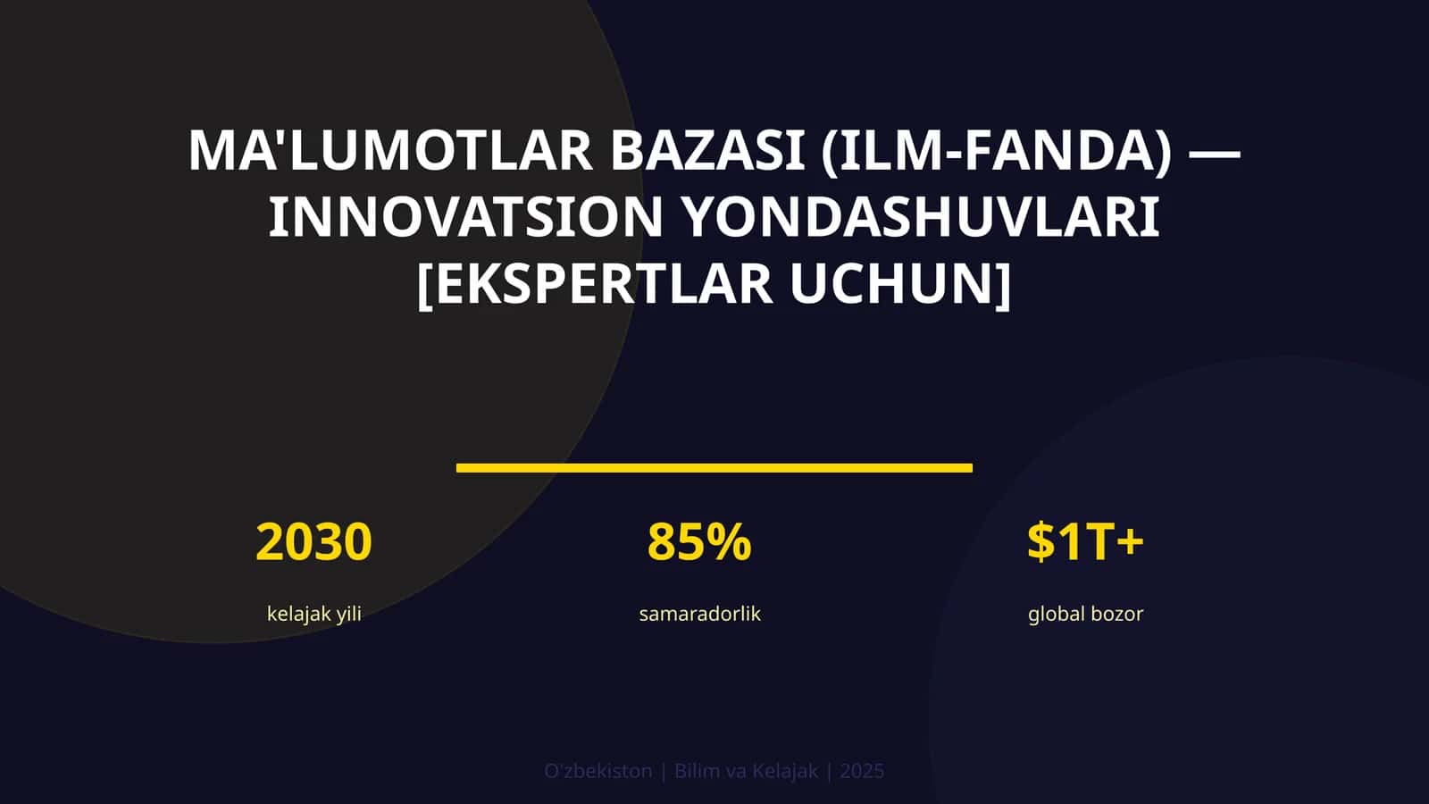 Ma'lumotlar bazasi (ilm-fanda) — innovatsion yondashuvlari [ekspertlar uchun]