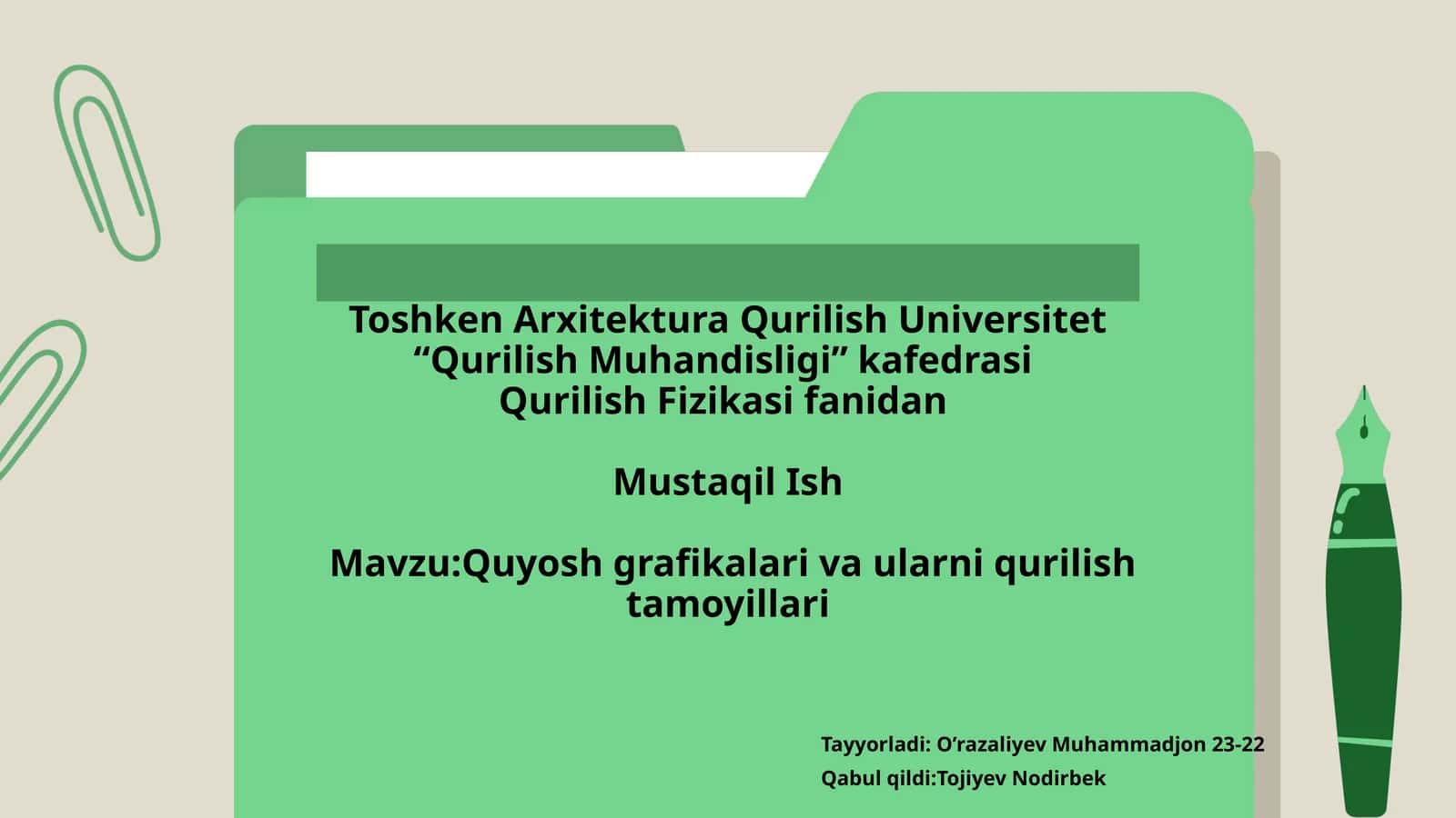 Quyosh grafikalari va ularni qurilish tamoyillari