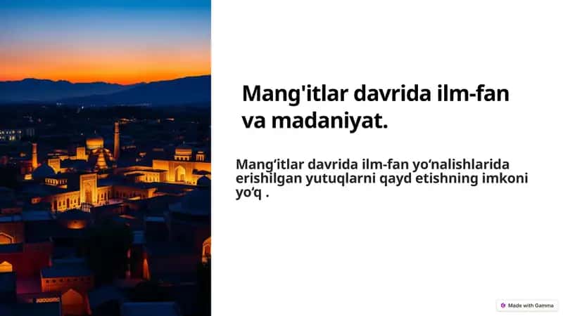 Mang'itlar davrida ilm-fan va madaniyat