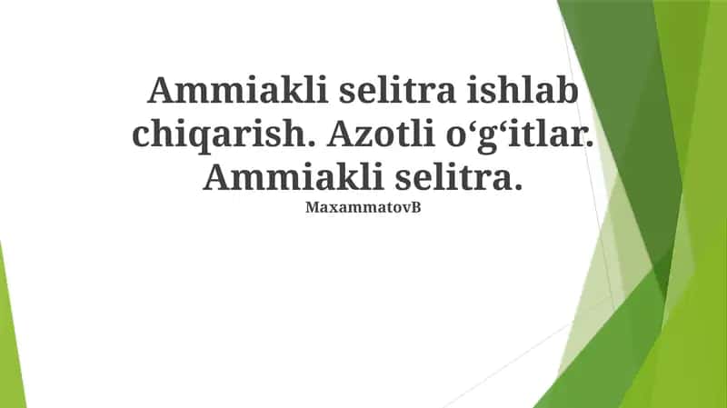 Ammoniy nitrat ishlab chiqarish