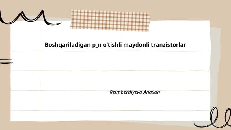 Boshqariladigan p–n oʻtishli maydonli tranzistorlar