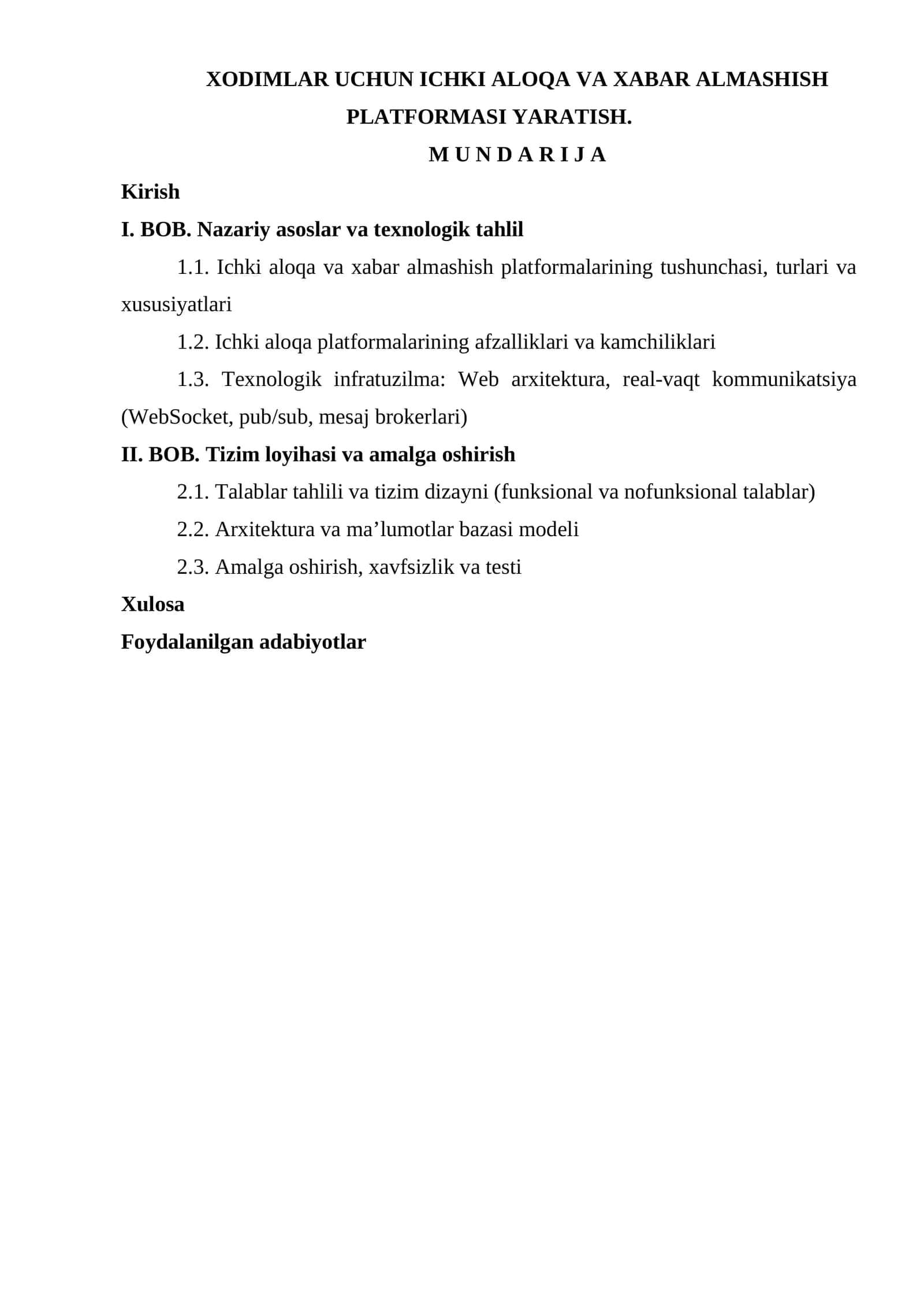 Ichki aloqa va xabar almashish platformasi