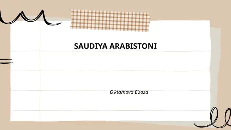 Saudiya Arabistoni O’ktamova E’zoza
