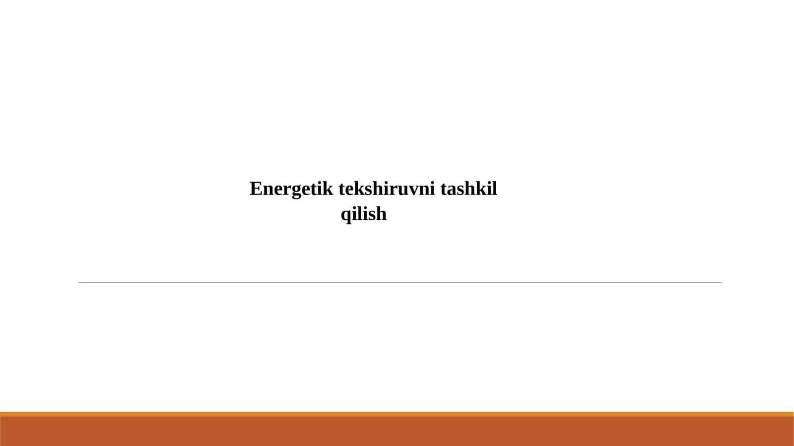 Energetik tekshiruvni tashkil qilish