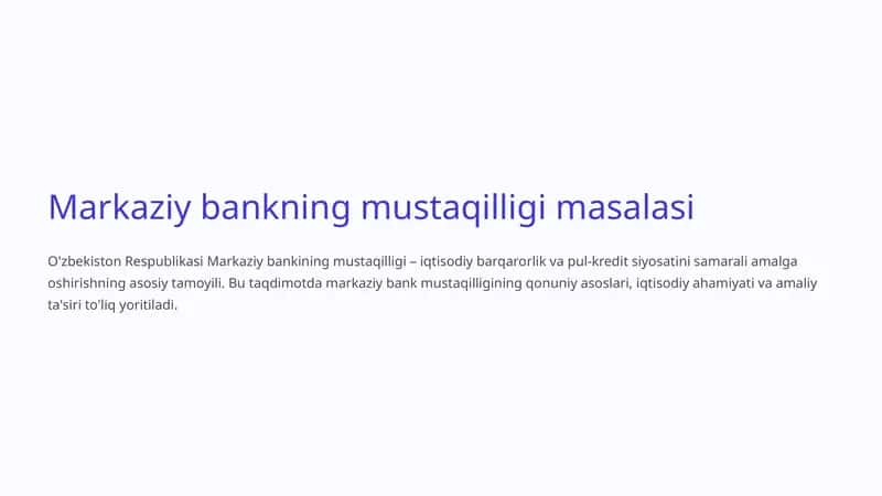 Markaziy bankning mustaqilligi masalasi