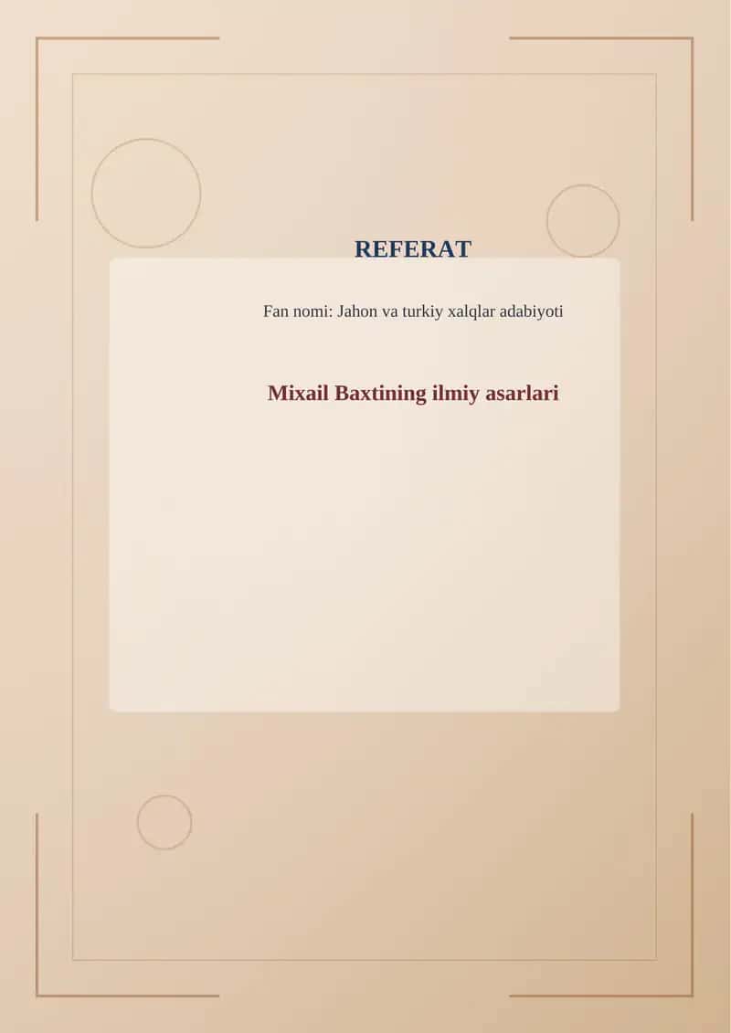 Mixail Baxtining ilmiy asarlari