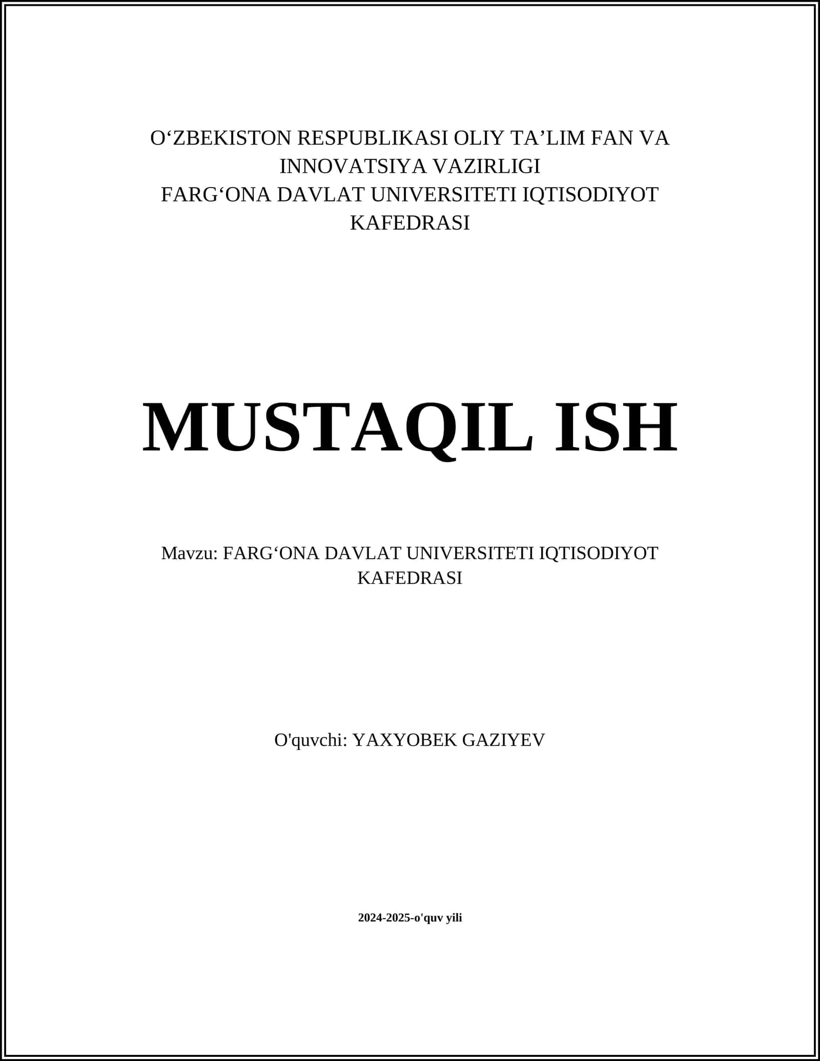Iqtisodiyot nazariyalari asoslari