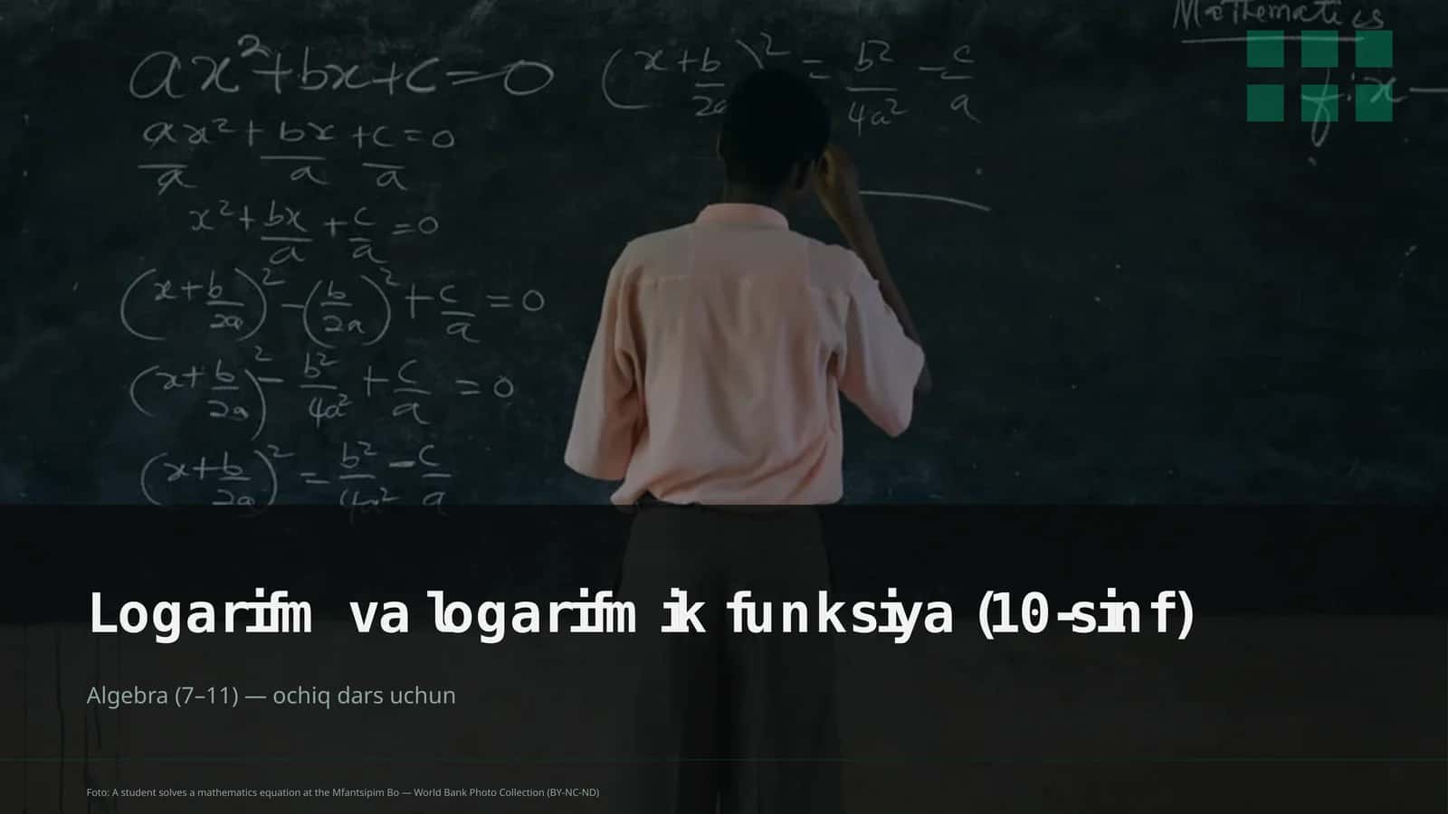 Logarifm va logarifmik funksiya (10-sinf)