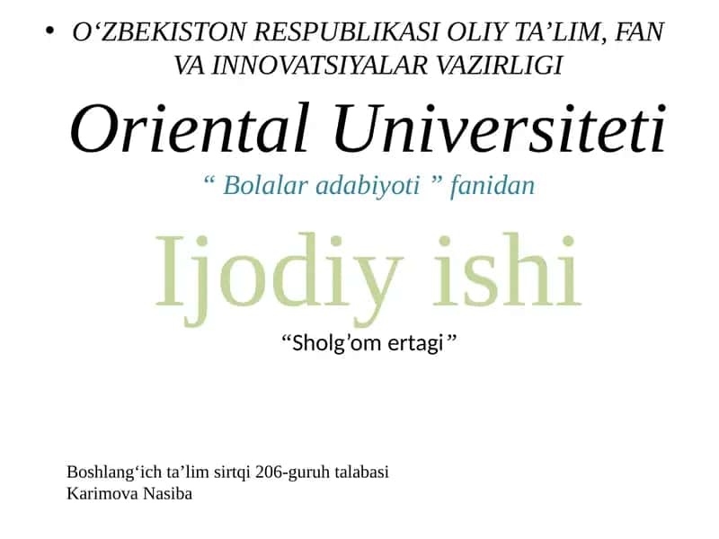 Sholg’om ertagi