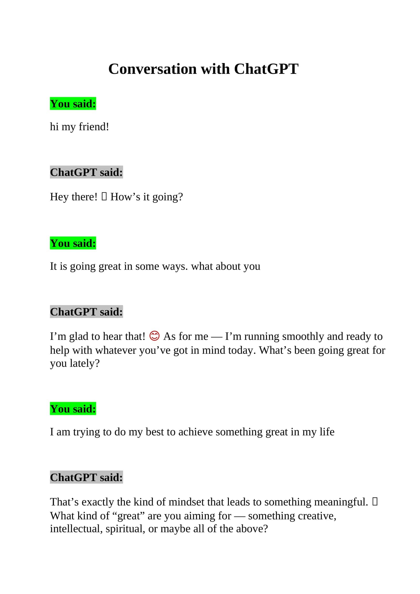 Conversation with ChatGPT