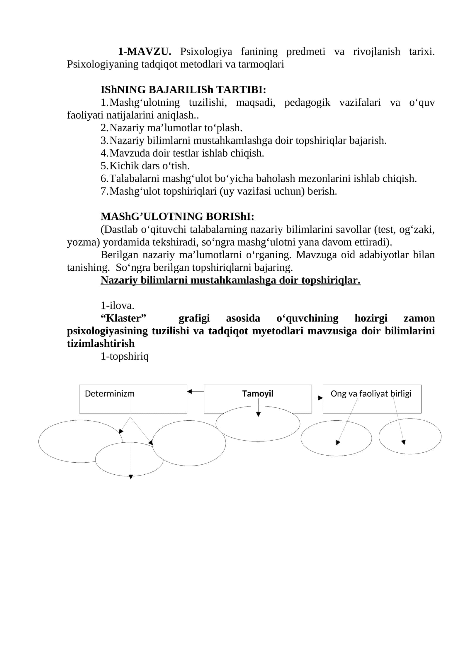 MAVZU. Psixologiya fanining predmeti va rivojlanish tarixi. Psixologiyaning tadqiqot metodlari va tarmoqlari