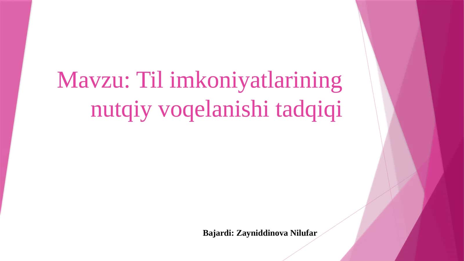 Tilimkoniyatlarining nutqiy voqelanishi tadqiqi