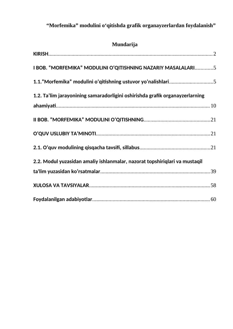 "Morfemika" modulini o‘qitish