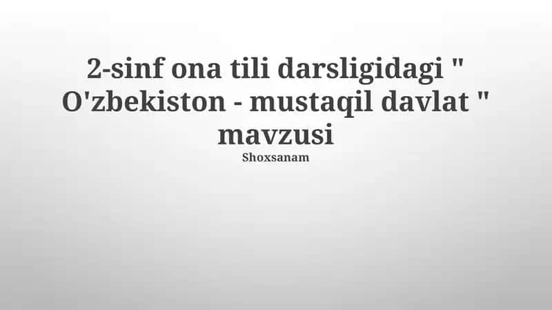 O'zbekiston - mustaqil davlat
