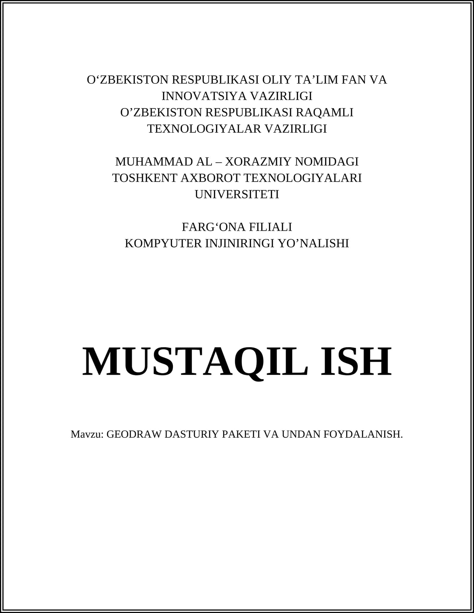 GEODRAW DASTURIY PAKETI VA UNDAN FOYDALANISH