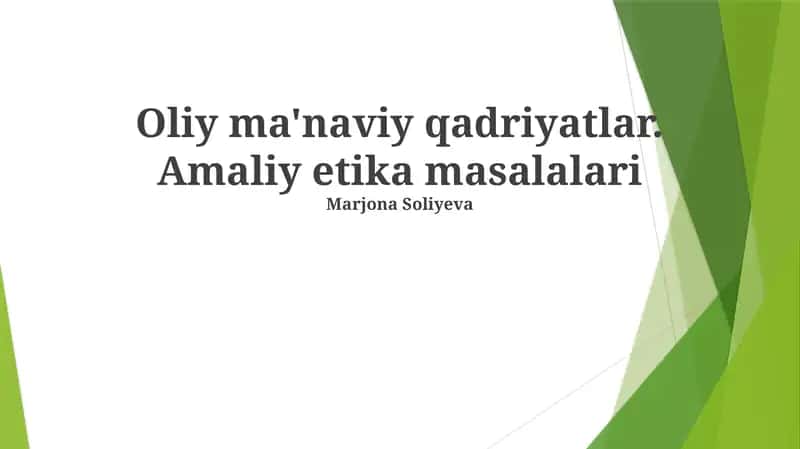 Oliy ma'naviy qadriyatlar