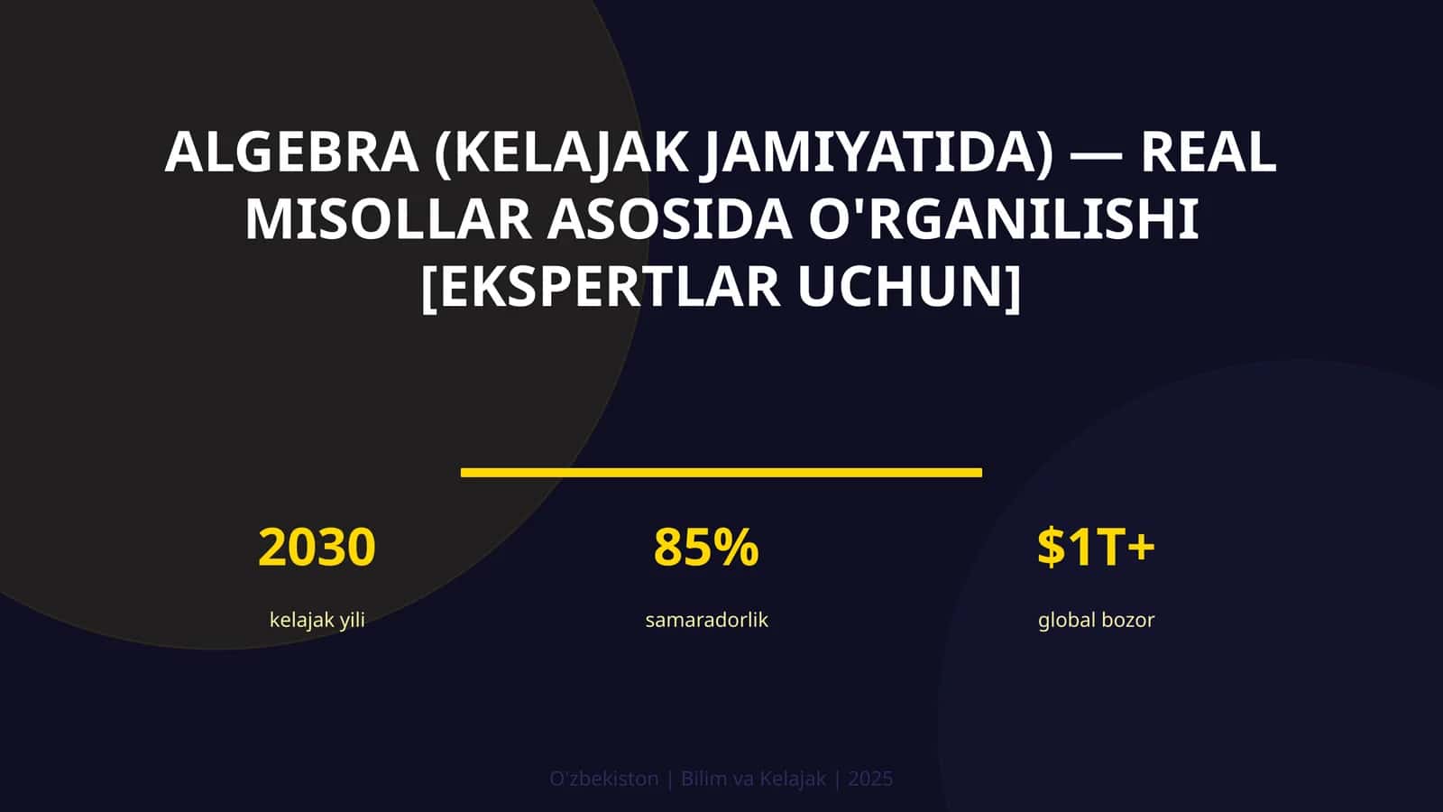 Algebra (kelajak jamiyatida) — real misollar asosida o'rganilishi [ekspertlar uchun]