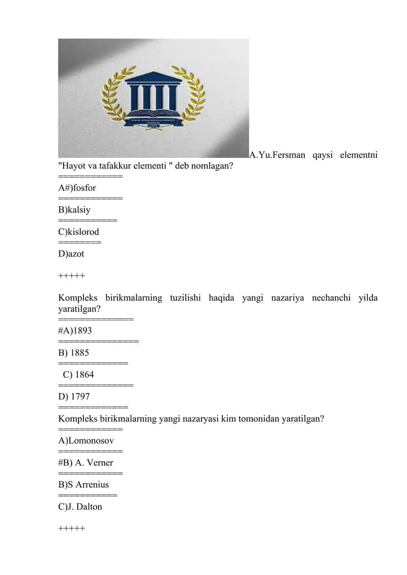 Kompleks birikmalarning tuzilishi
