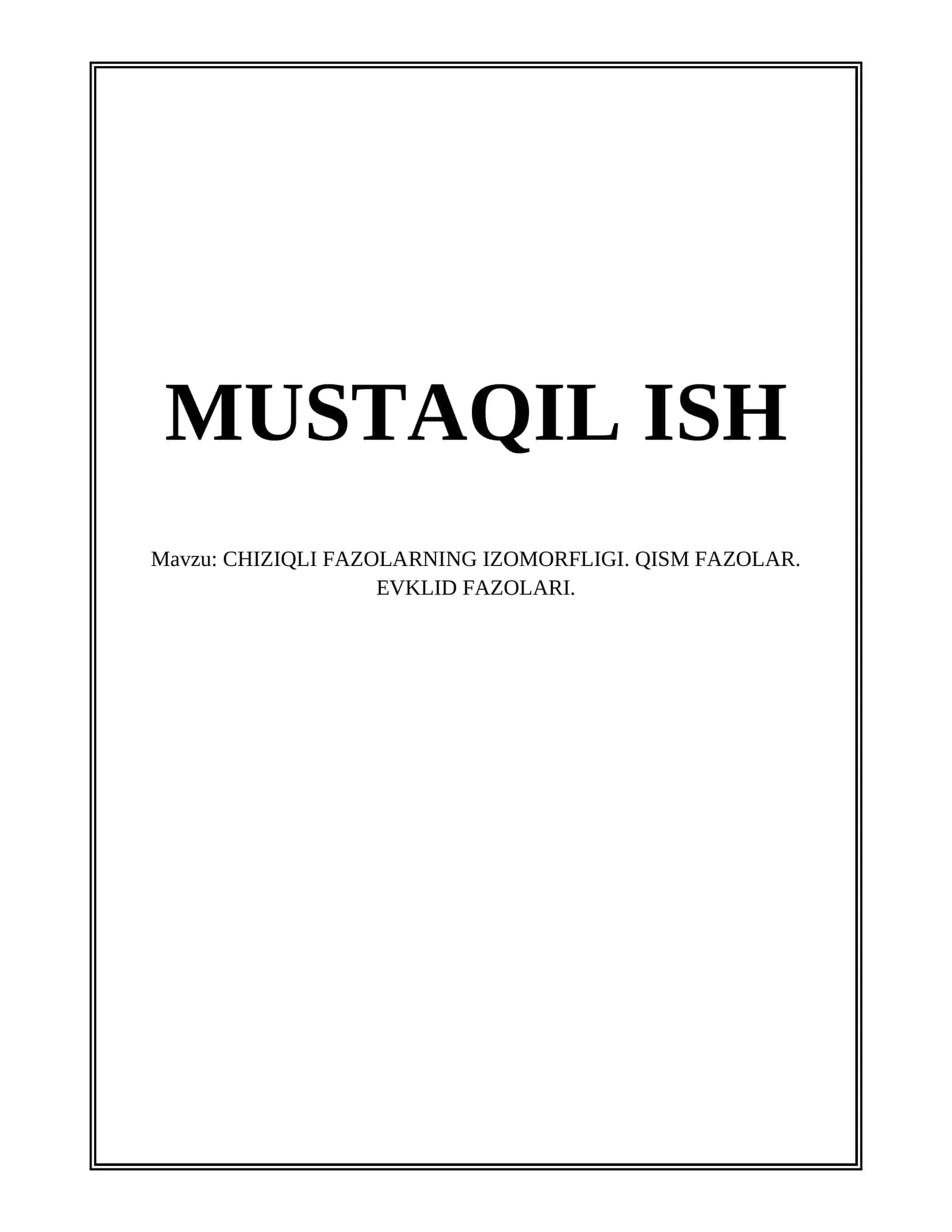 CHIZIQLI FAZOLARNING IZOMORFLIGI