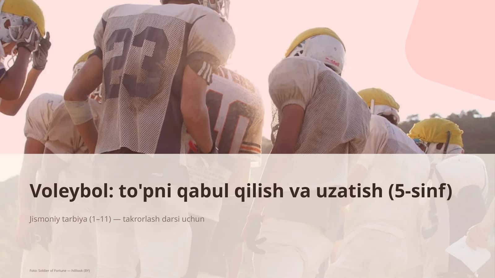 Voleybol: to'pni qabul qilish va uzatish (5-sinf)
