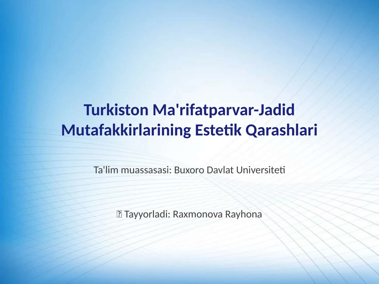 Turkiston Ma'rifatparvar-Jadid Mutafakkirlarining Estetik Qarashlari
