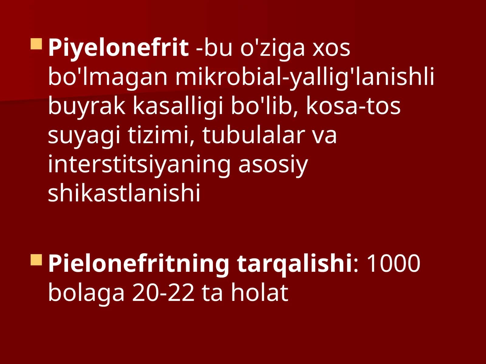 Piyelonefritning etiologiyasi