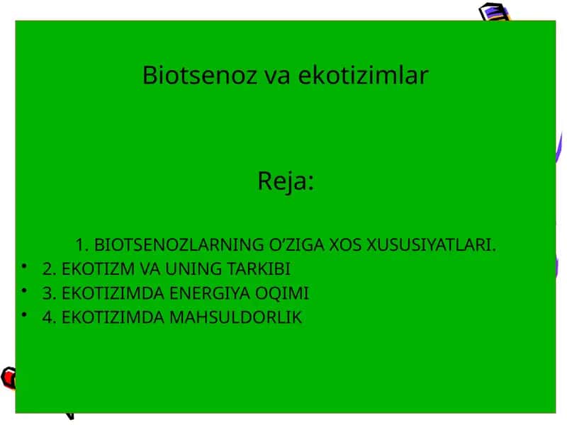 Biotsenozvaekotizimlar