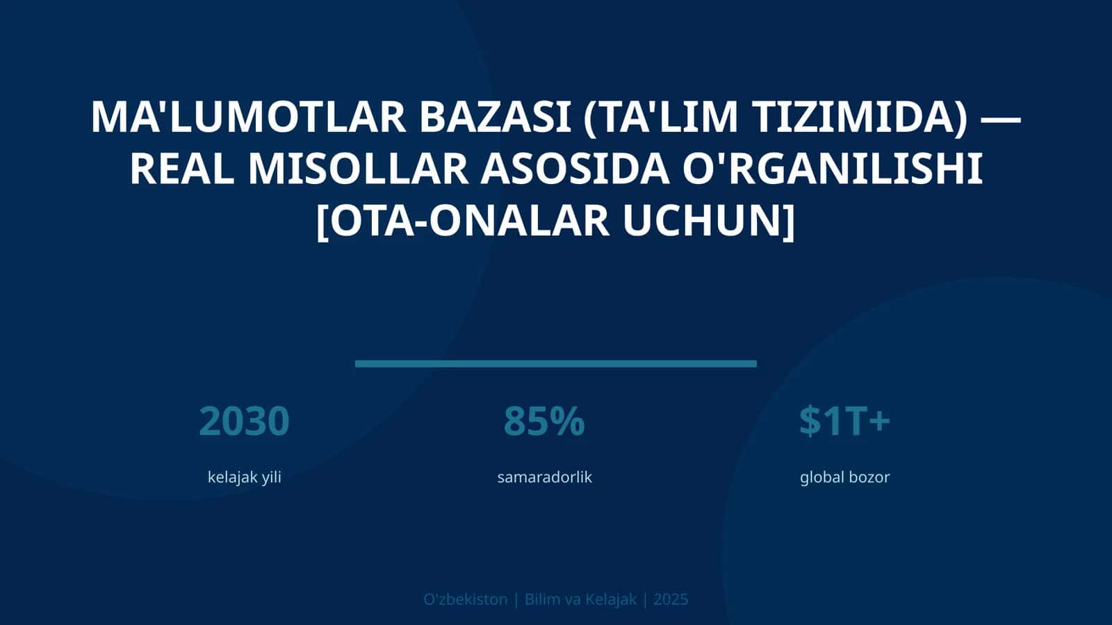 Ma'lumotlar bazasi (ta'lim tizimida) — real misollar asosida o'rganilishi [ota-onalar uchun]